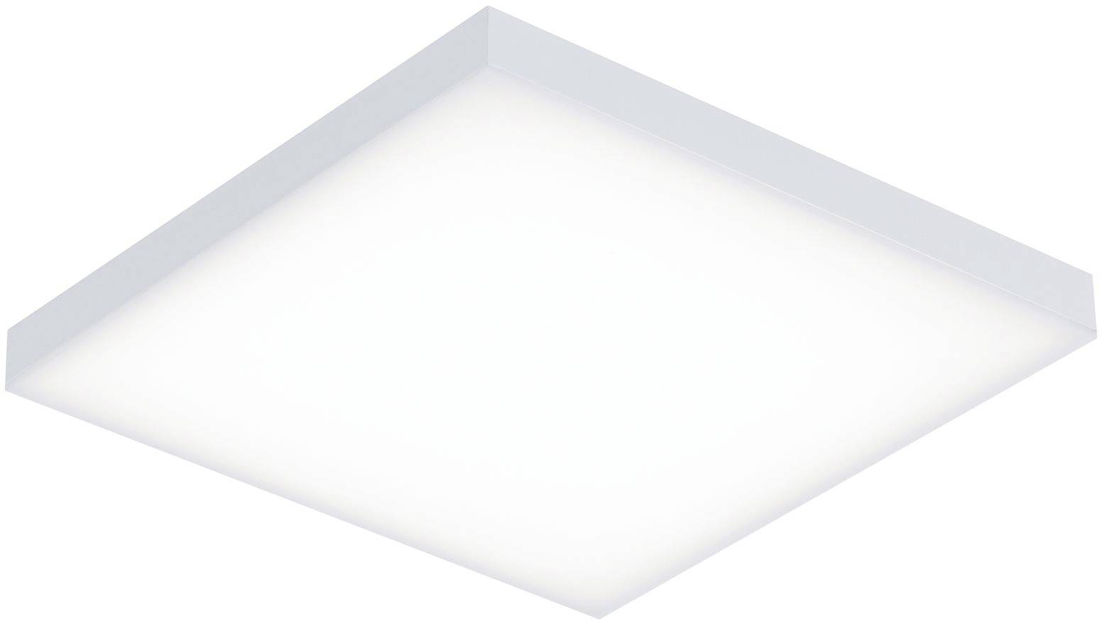 Weiße, quadratische LED-Deckenleuchte mit schlichtem Design, geeignet für moderne Innenräume.