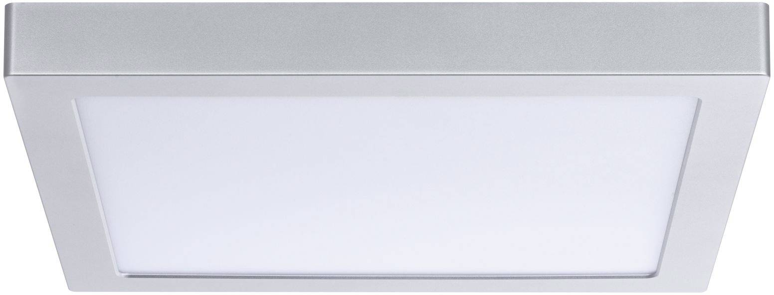 Rechteckiges, silberfarbenes LED-Deckenlicht mit schlichtem Design für Innenräume.