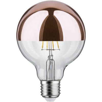 Glühbirne mit Kupferbeschichtung oben, sichtbar sind die Glühfäden im Inneren. Ideal für stilvolle Beleuchtungslösungen.