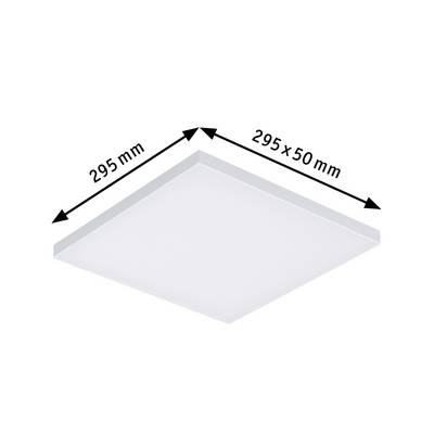 Quadratische LED-Deckenleuchte, weiß, mit den Maßen 295 x 295 x 50 mm. Ideal für moderne Innenräume.