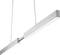 Eine moderne, minimalistische Hängelampe aus gebürstetem Metall mit linearer Form und integrierter LED-Beleuchtung.