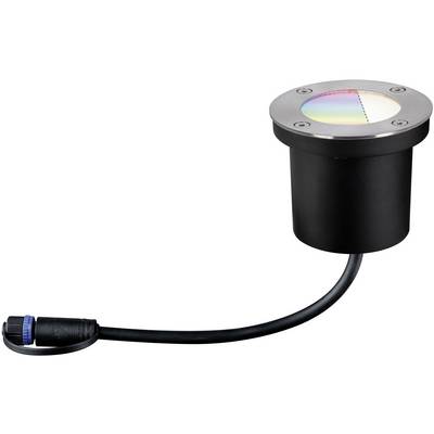 Einrichtung eines runden Bodenstrahlungs-Lichtsensors mit schwarzem Gehäuse und Kabel. Oberseite zeigt eine Regenbogenspektralskala.