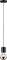 Eine minimalistische Hängelampe mit einem langen schwarzen Kabel und einer kupferfarbenen Fassung.