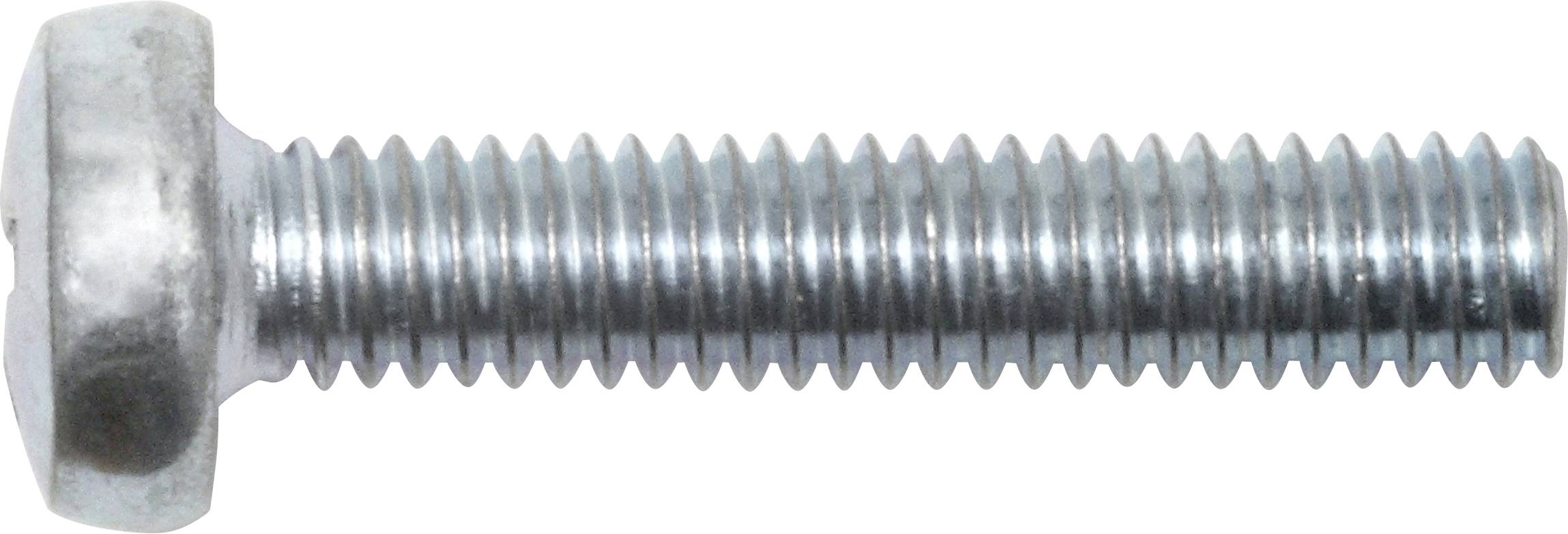 Metallschraube mit Sechskantkopf und maschinengeschnittenem Gewinde, geeignet für Verbindungszwecke in Konstruktionen.