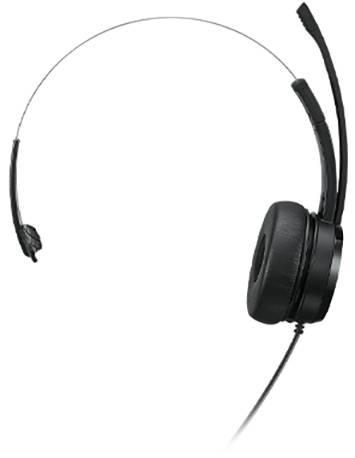 Ein einfaches, schwarzes Headset mit einem dünnen Bügel und einem Ohrhörer.