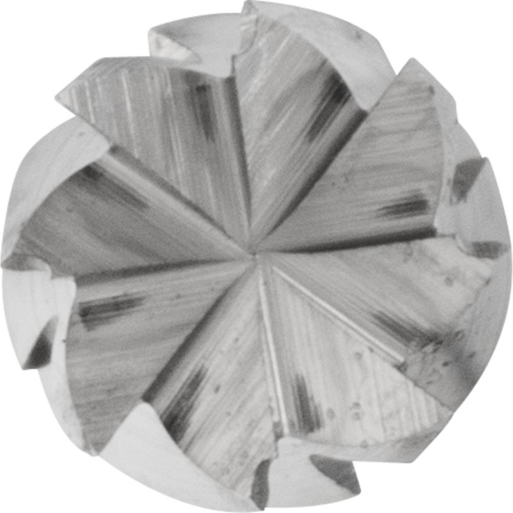 Das Bild zeigt eine Nahaufnahme eines Fräswerkzeugs aus Metall mit mehreren scharfen Schneidezähnen, symmetrisch angeordnet.