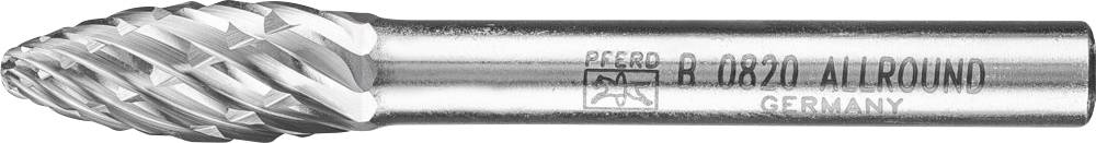 PFERD TOOLS 21001015 Frässtift Hartmetall Flamme Länge 60 mm Produktabmessung, Ø 8 mm Arbeits-Länge 20 mm Schaftdurchmes...