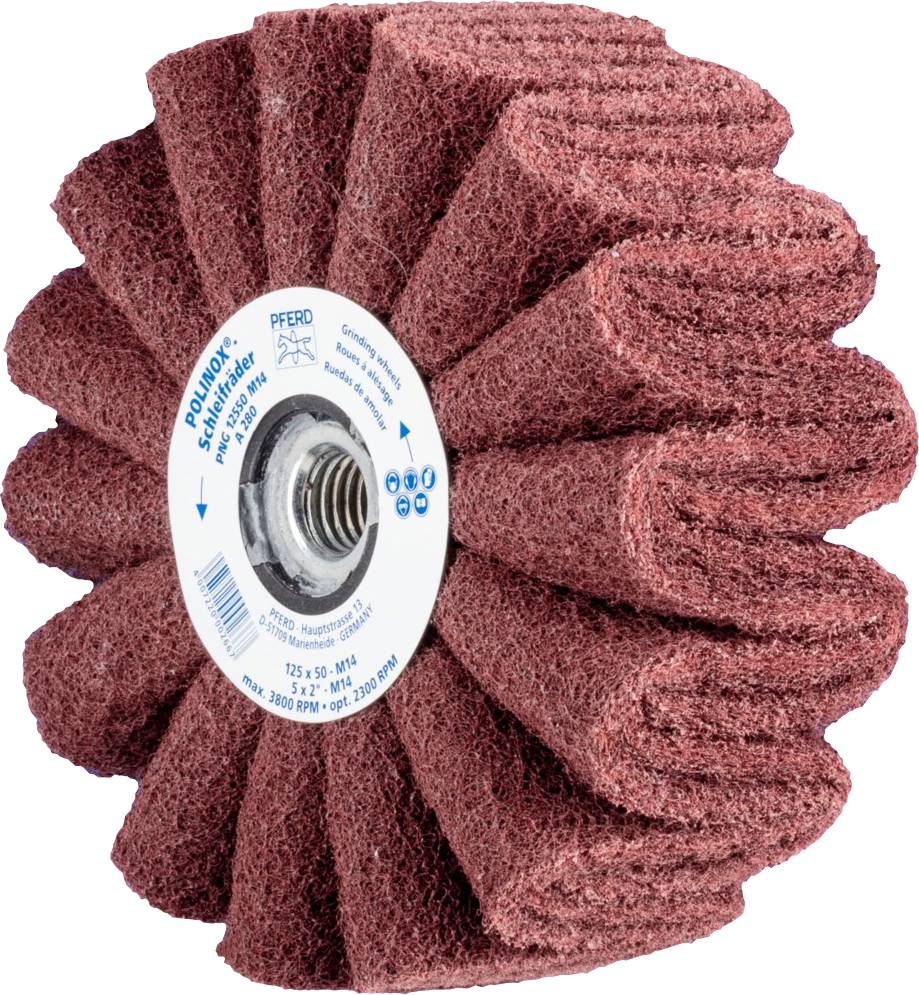 PFERD TOOLS 44642503 POLINOX Vlies-Schleifrad PNG Ø 125 x 50 mm Gewinde M14 A 280 für Feinschliff & Finish 125 mm 2 St.