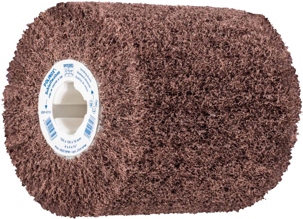 PFERD TOOLS 44641010 POLINOX Vlies-Schleifwalze PNL Ø 100 x 100 mm Keilnut 19 mm A 100 für Feinschliff & Finish 100 mm 1...