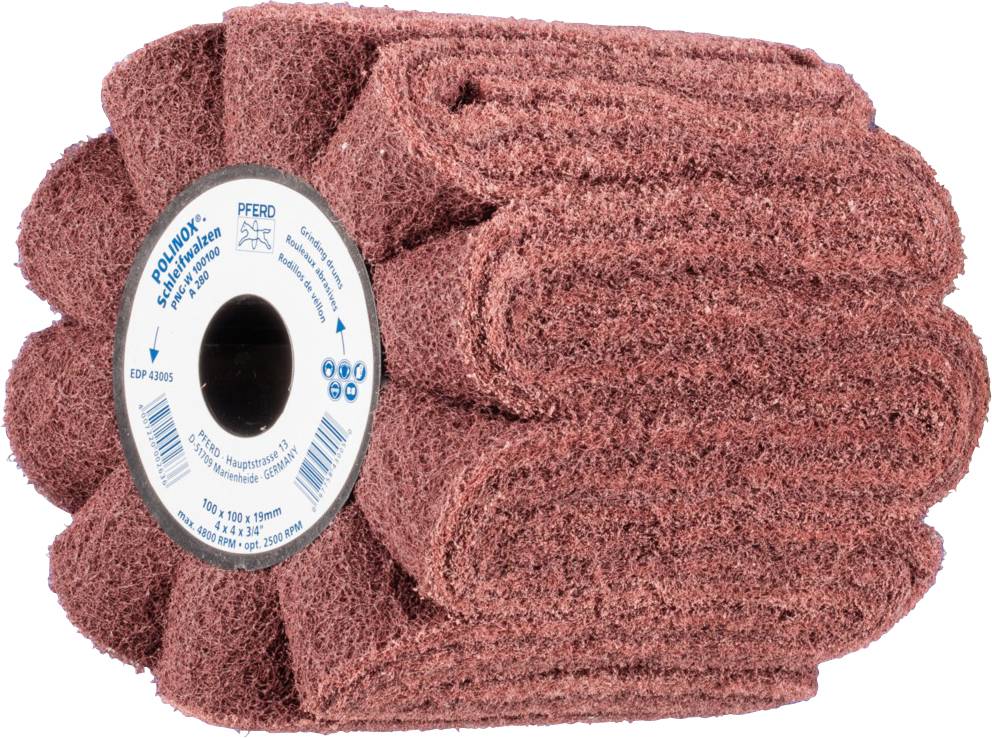 PFERD TOOLS 44641203 POLINOX Vlies-Schleifwalze PNG Ø 100 x 100 mm Keilnut 19 mm A 280 für Feinschliff & Finish 100 mm 1...