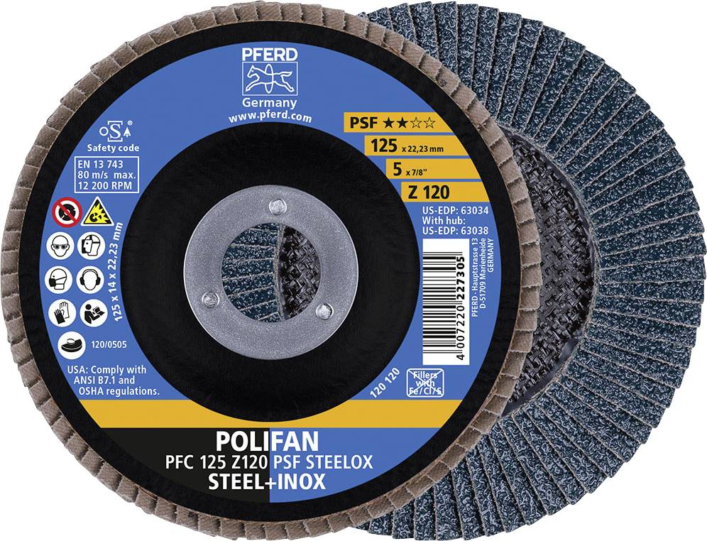 PFERD TOOLS 67769125 PFC 125 Z 120 PSF STEELOX Lamellenschijf Diameter 125 mm 10 stuk(s) afbeelding