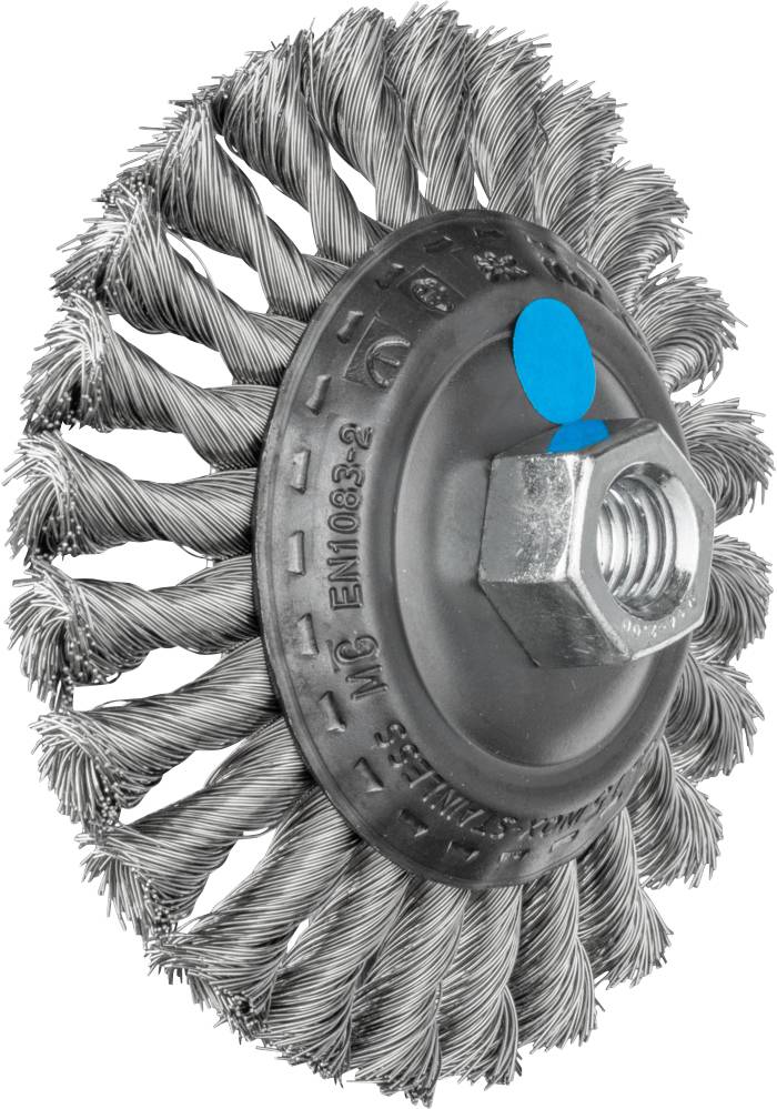 PFERD TOOLS Kegelbürste gezopft KBG Ø 115 x 15 mm M14 Edelstahl-Draht-Ø 0,35 für Winkelschleifer POS KBG 11515/M14 INOX ...