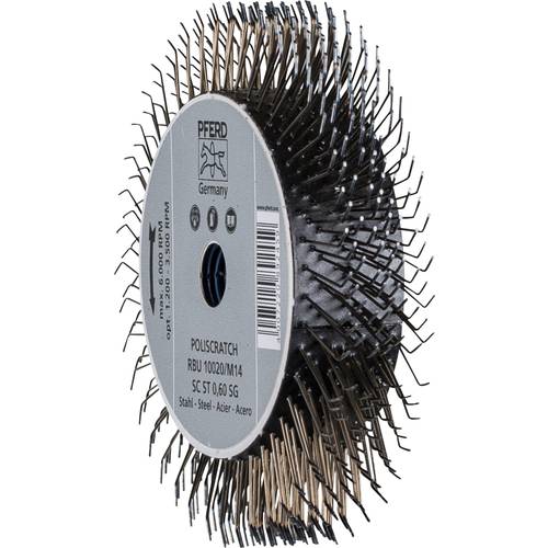 PFERD TOOLS POLISCRATCH Rundbürste ungezopft RBU Ø 100x20mm M14 Stahl-Draht-Ø 0,60 für Winkelschleifer 43502102 5 St.