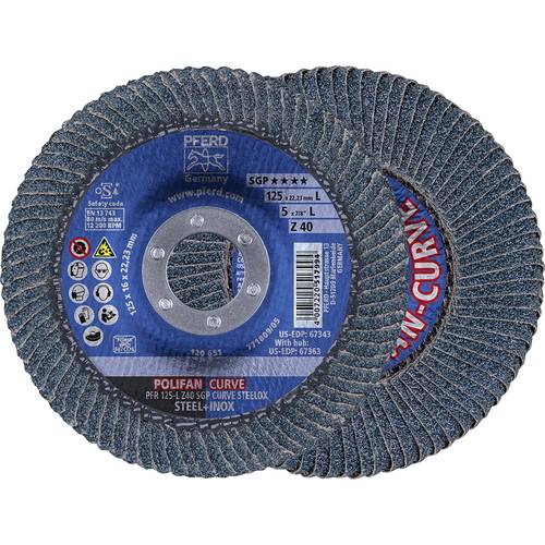 PFERD TOOLS 69398196 PFR 125-L Z 40 SGP CURVE STEELOX Fächerschleifscheibe Durchmesser 125 mm 2 St.