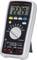 Ein digitales Multimeter zeigt '227,9 V' an. Es hat Funktionen zur Spannungsmessung, einen Drehschalter und diverse Tasten zur Einstellung.