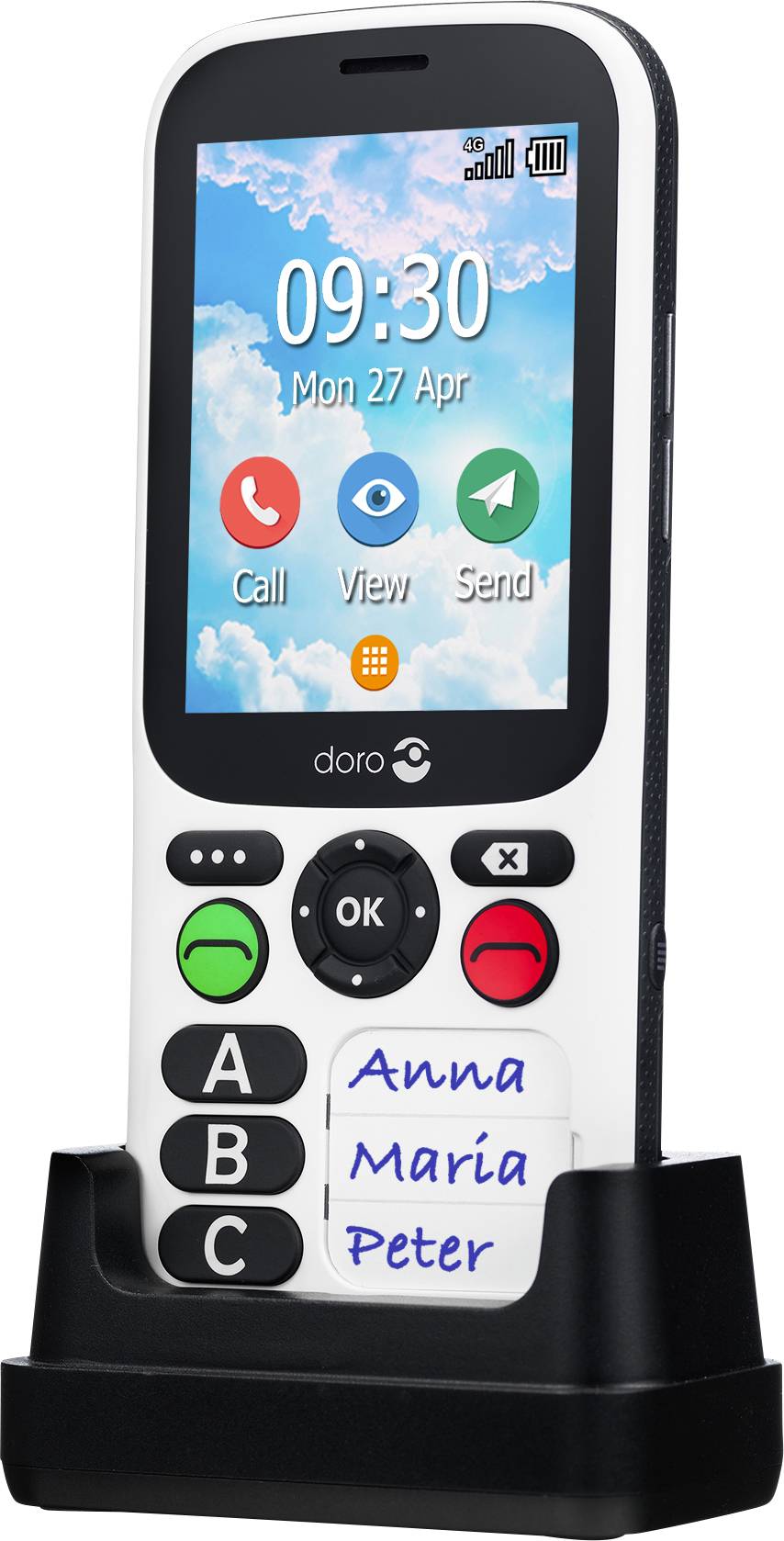 doro 780X IUP Senioren-Handy IP54, SOS Taste Schwarz, Weiß-5
