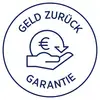 'Geld zurück Garantie' Logo: Eine Hand hält einen Kreis mit einem Pfeil und Eurozeichen. Symbolisiert Rückerstattungsversprechen.