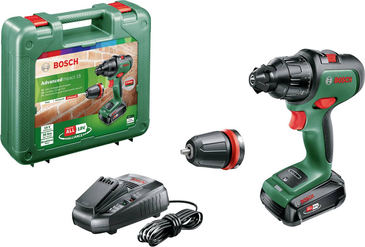 BOSCH Home and Garden AdvancedImpact 18 -Akku-Schlagbohrschrauber inkl. Akku, inkl. Koffer, ink