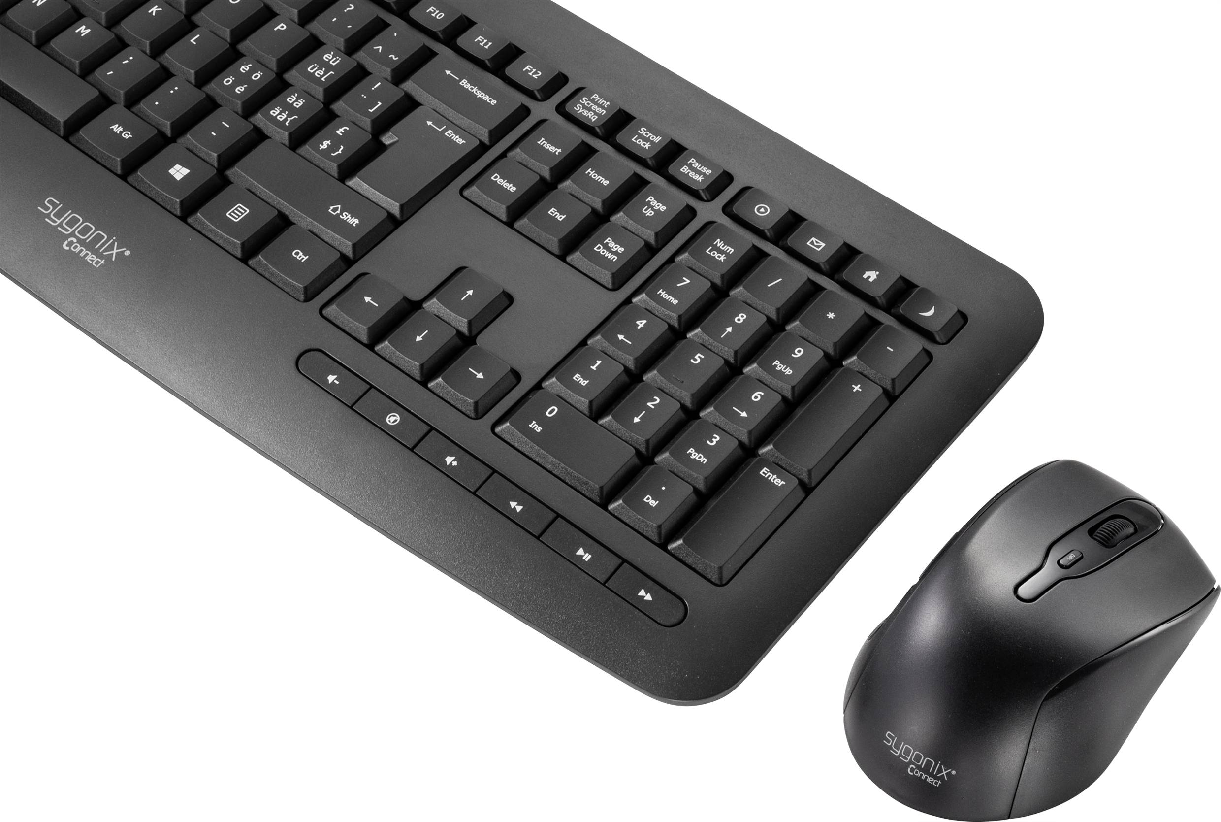 Sygonix Connect SC-KMC-301 Funk Tastatur, Maus-Set mit numerischer Tastatur Schweiz, QWERTZ Schwarz-5