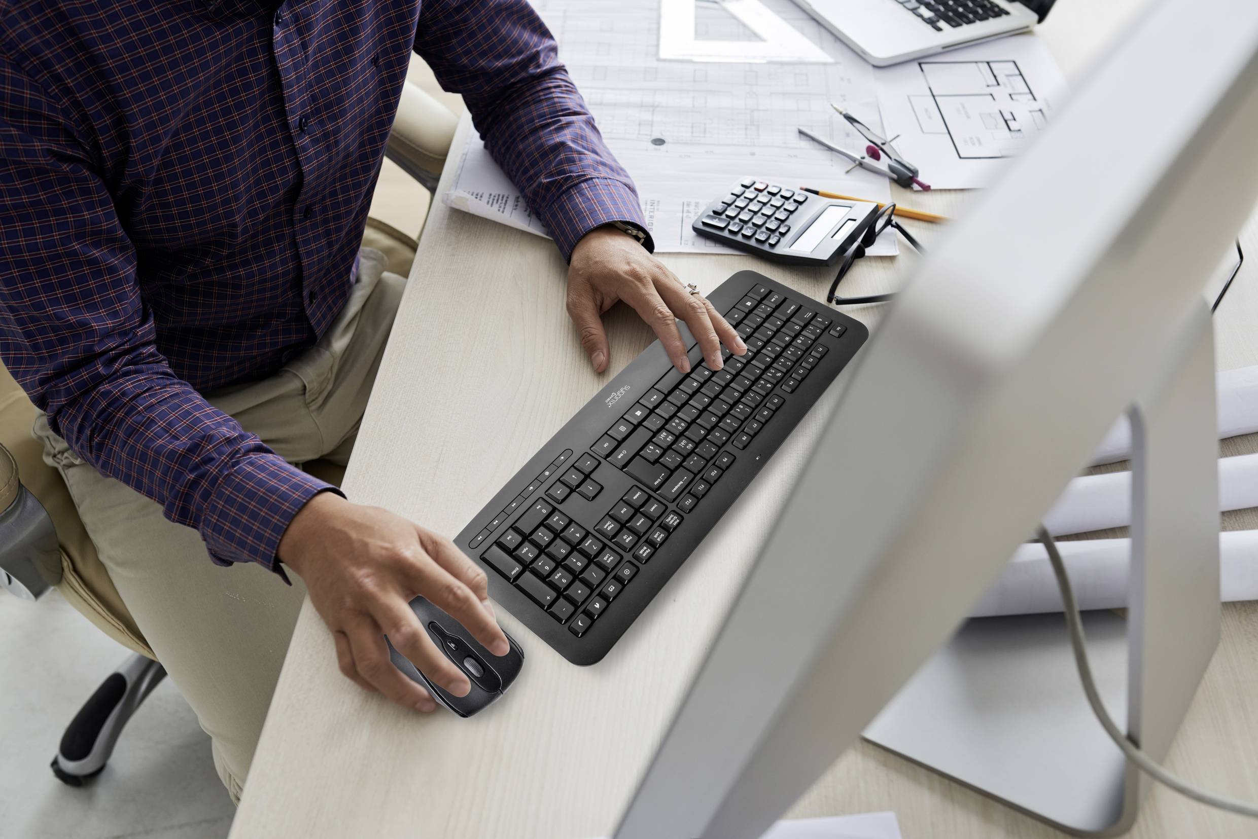 Sygonix Connect SC-KMC-301 Funk Tastatur, Maus-Set mit numerischer Tastatur Schweiz, QWERTZ Schwarz-8