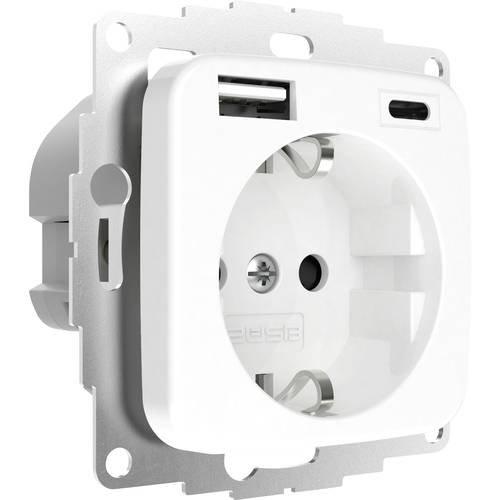 Thumbnail - 2USB 2U-449368 Schutzkontakt-Steckdose erhöhter Berührungsschutz, mit USB-Ladeausgang IP20 Reinweiß (glänzend)