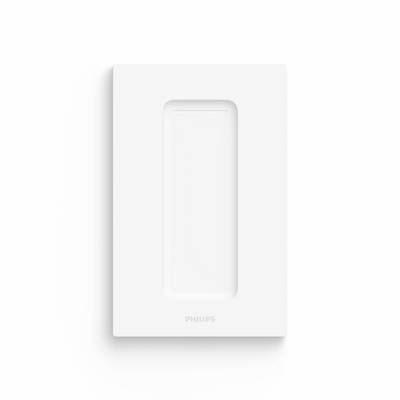 Ein weißer Philips Lichtschalter, rechteckig und schlicht im Design.