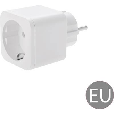 Ein weißer EU-Steckdosenadapter mit runder Form.