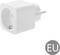 Ein weißer EU-Steckdosenadapter mit runder Form.