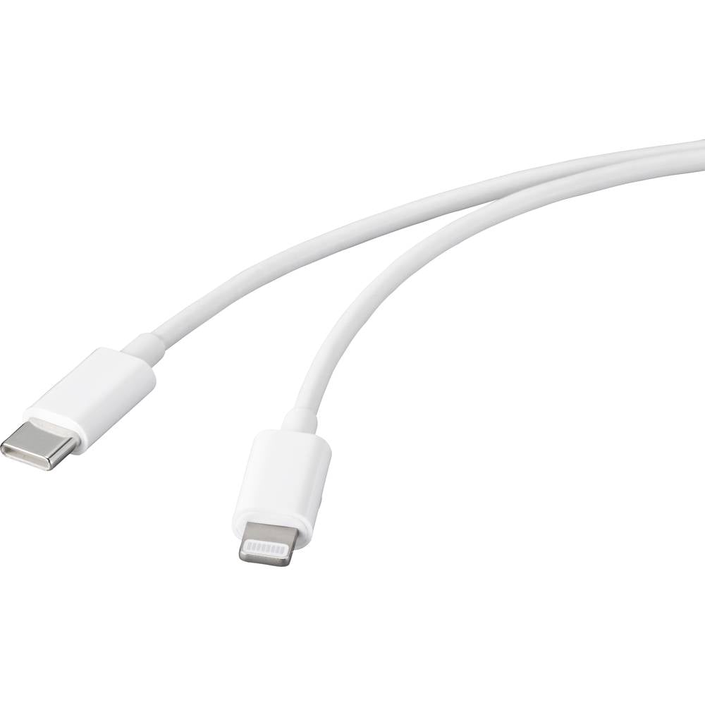 Basetech USB-kabel USB 2.0 USB-C stekker, Apple Lightning stekker 1.00 m Wit
