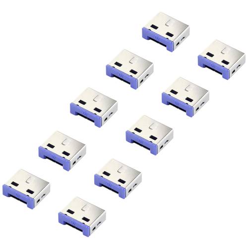 Renkforce USB-A Port Schloss RF-4695230 10er Set Silber-Blau RF-4695230