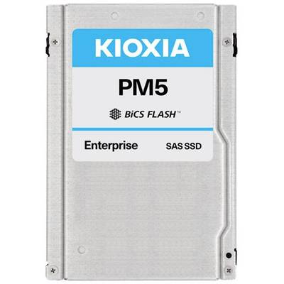 'Kioxia PM5 Enterprise SAS SSD', ein silbernes Speichergerät mit BiCS Flash-Technologie, für Unternehmensanwendungen geeignet.