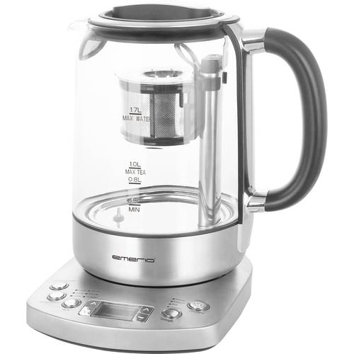 EMERIO WK-122248 Wasserkocher schnurlos, BPA-frei, mit Display Silber, Schwarz Fassungsvermögen: 1.7 l