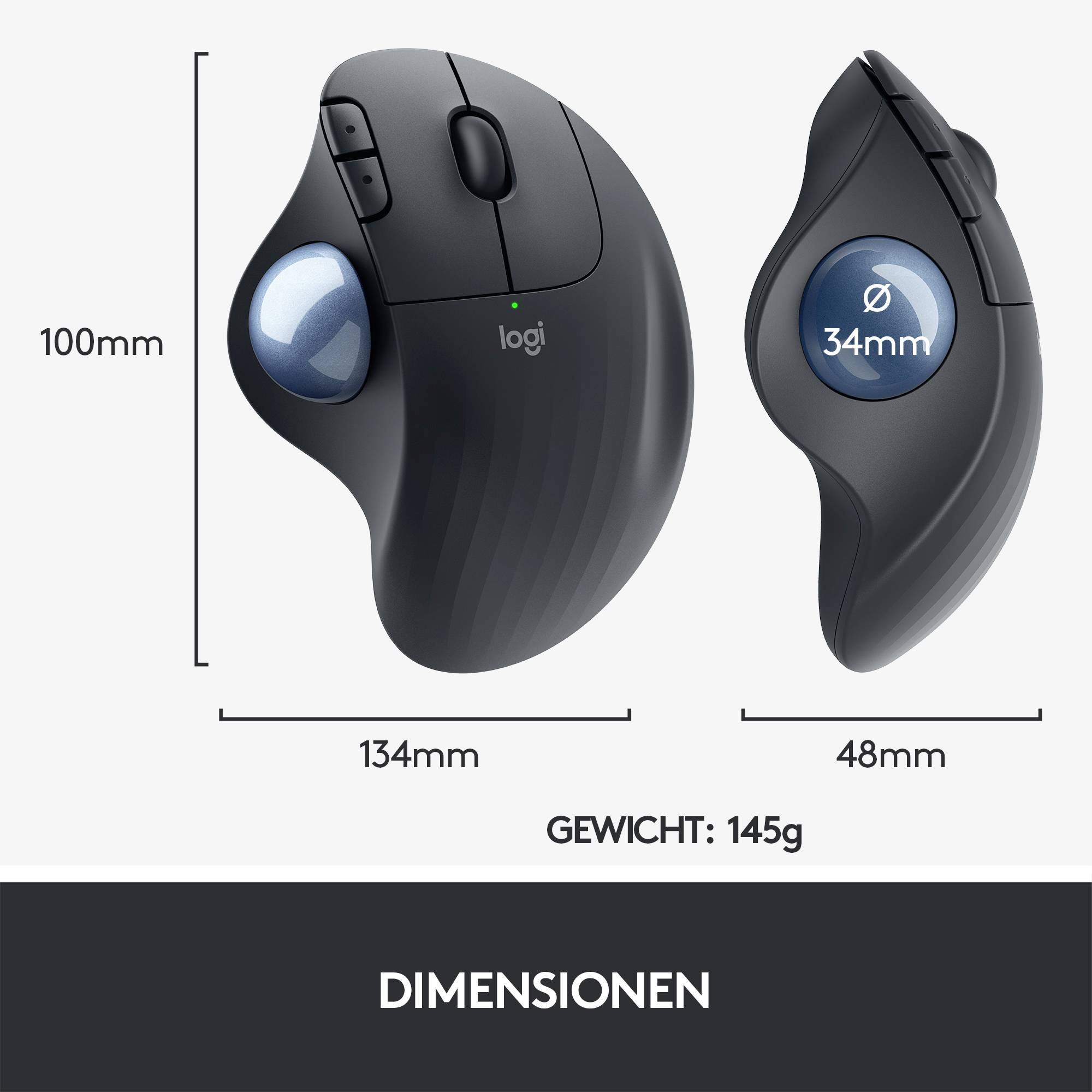 Logitech ERGO M575 Trackball Funk Optisch Schwarz 5 Tasten 2000 dpi Ergonomisch-8