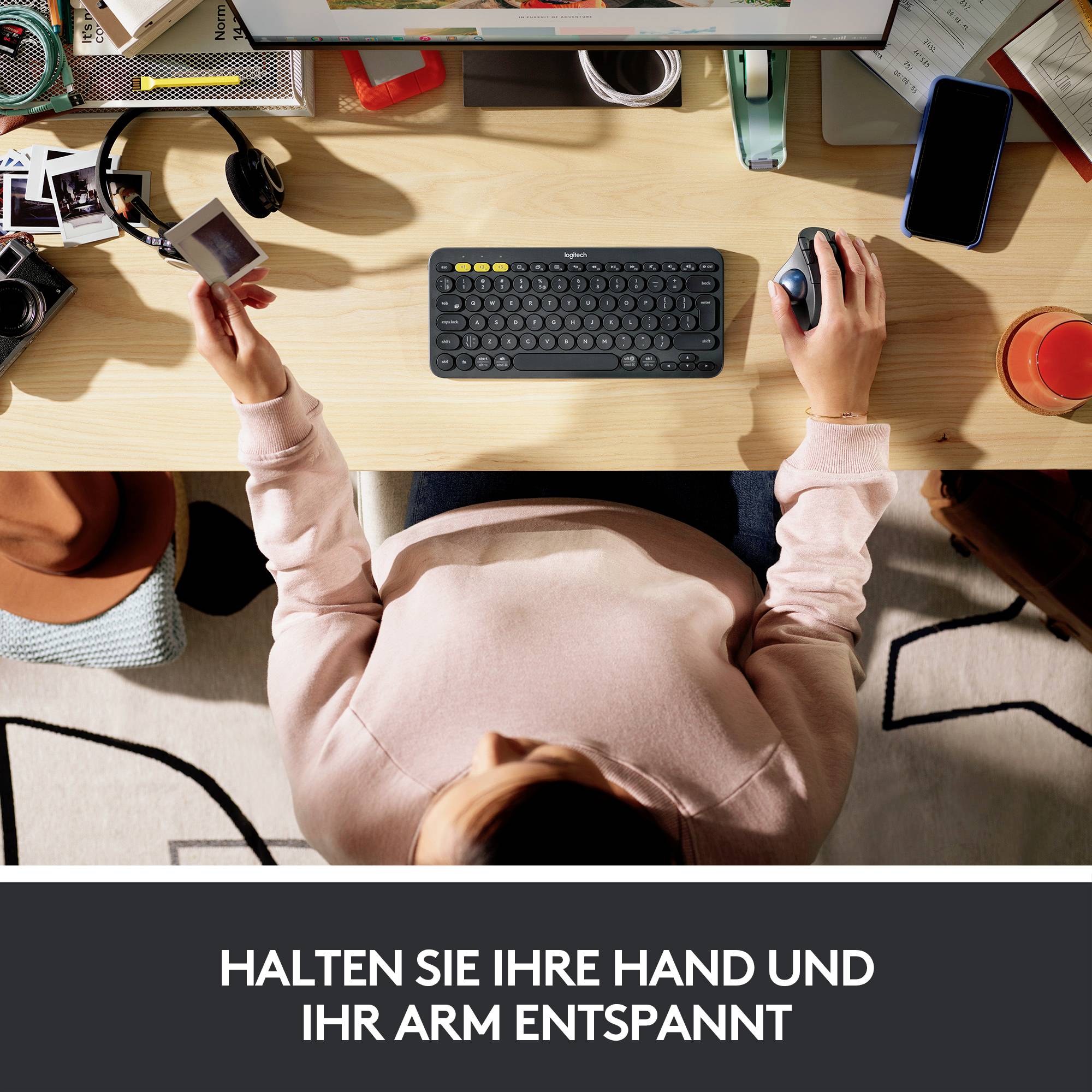 Logitech ERGO M575 Trackball Funk Optisch Schwarz 5 Tasten 2000 dpi Ergonomisch-12