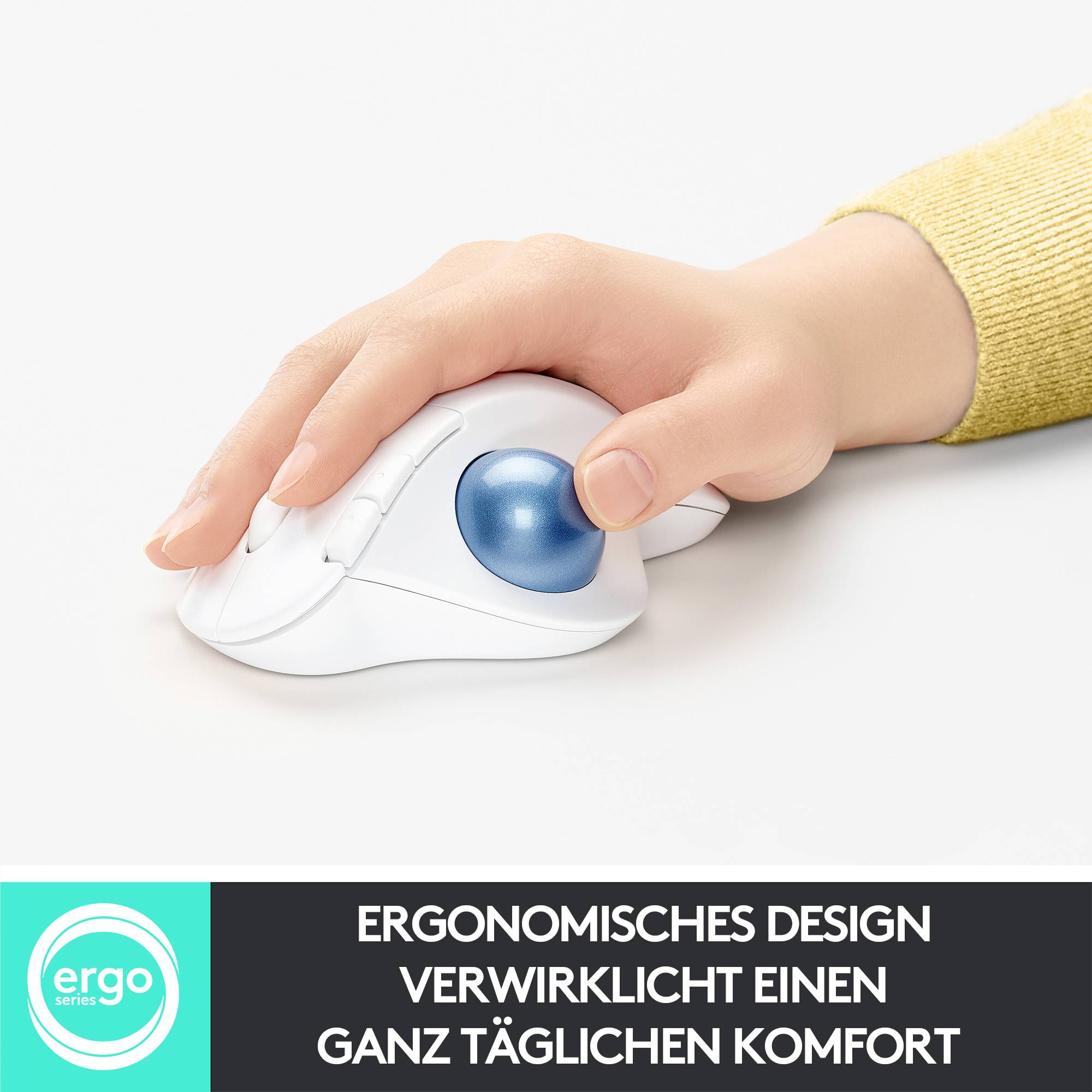 Logitech ERGO M575 Trackball Funk Optisch Weiß 5 Tasten 2000 dpi Ergonomisch-14