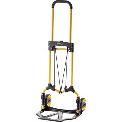 Goldener klappbarer Handwagen mit schwarzem Griff und zwei Rädern, ideal zum Transport schwerer Gegenstände.