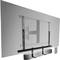 Wandhalterung für Fernseher mit Soundbar-Halterung, zeigt die Rückseite eines Fernsehers mit montierten Schienen und Halterungselementen.