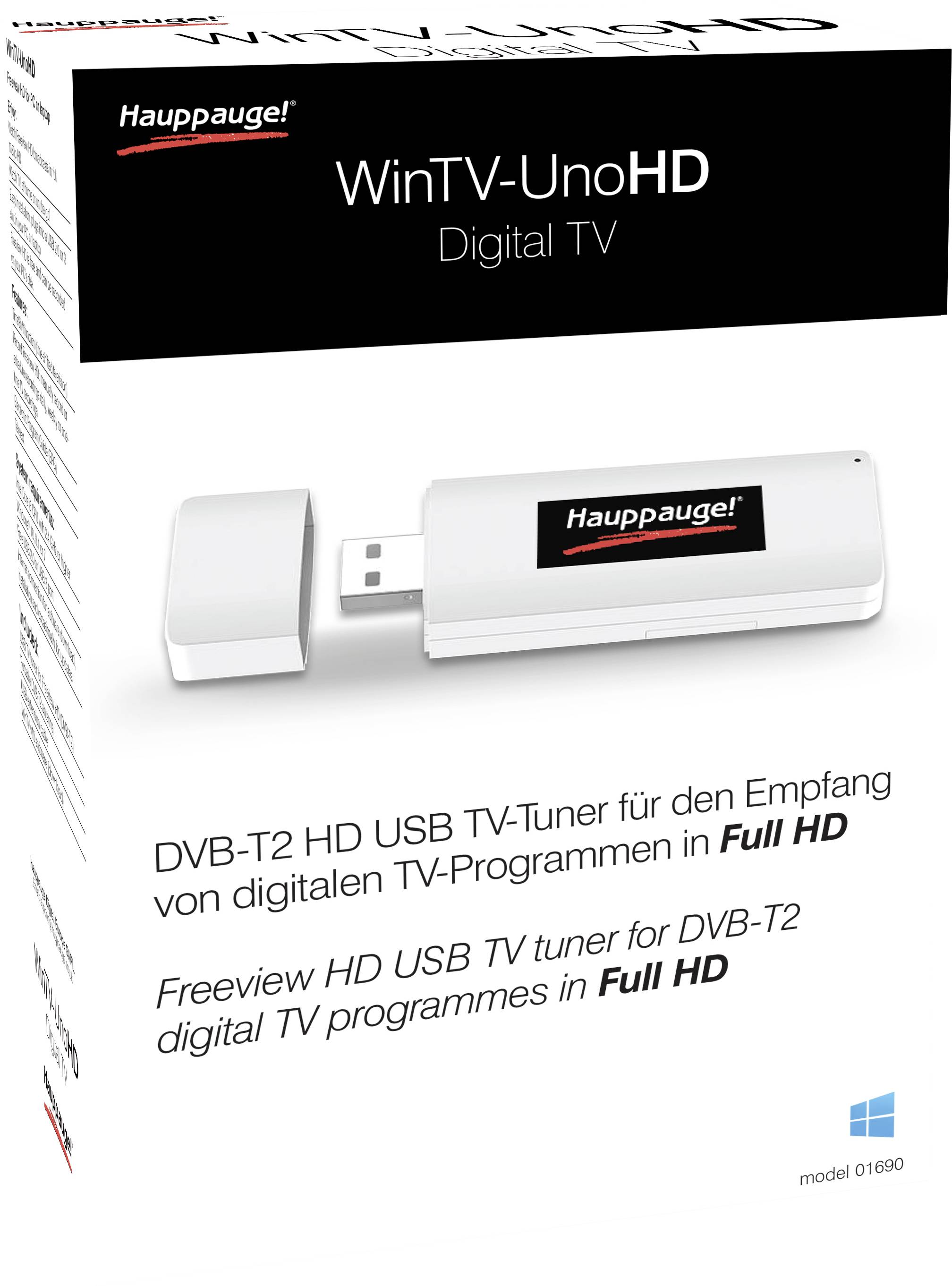 Hauppauge WinTV-UnoHD DVB-T, DVB-T2 TV-USB-Empfänger mit DVB-T Antenne-1
