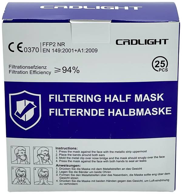 CRD Light  CRDFFP2 Feinstaubmaske ohne Ventil FFP2 25 St. EN 149:2001 + A1:2009 DIN 149:2001 + A1:2009