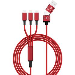 Image of Smrter USB-Ladekabel USB 2.0 USB-A Stecker, USB-C™ Stecker, Apple Lightning Stecker, USB-Micro-B Stecker 1.20 m Rot