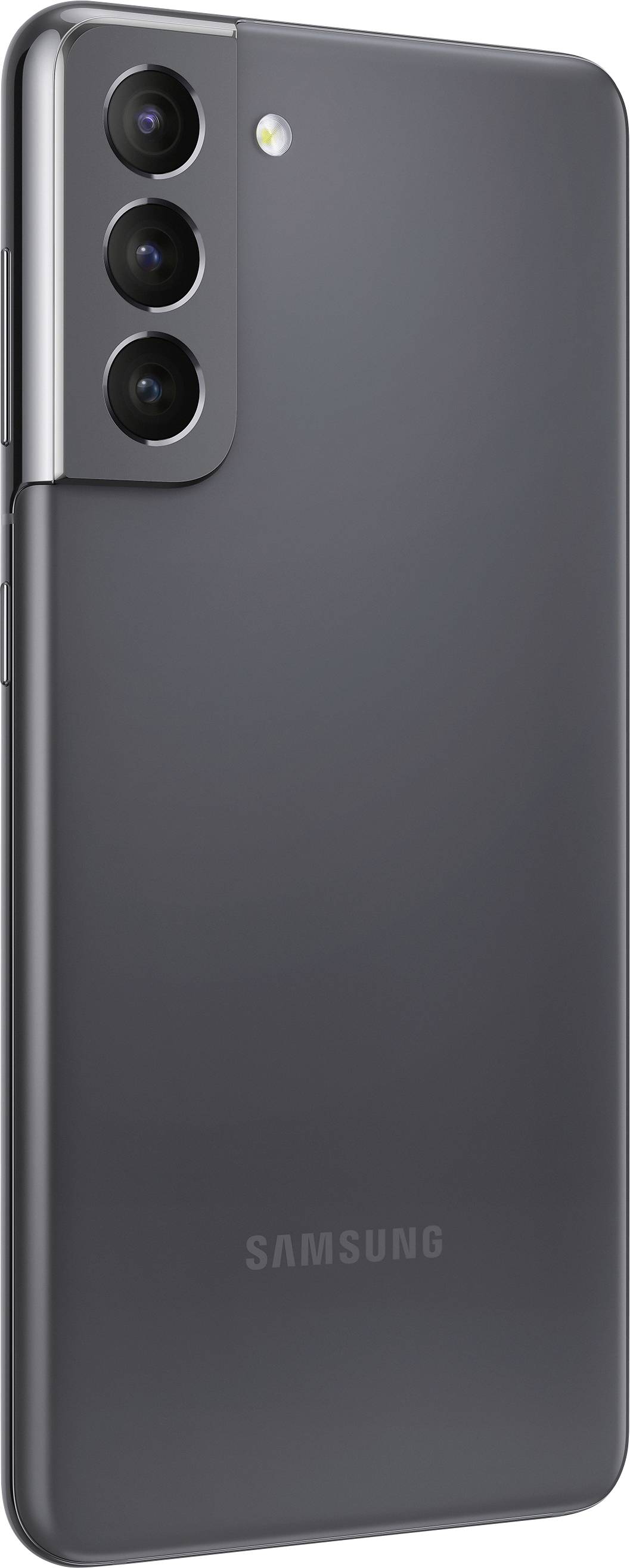 Ein modernes Smartphone mit drei Kameraobjektiven auf der Rückseite und mattschwarzer Oberfläche.