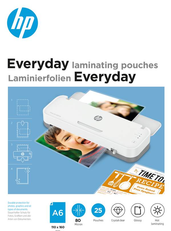 HP Laminierfolie DIN A6 80 micron glänzend 25 St.