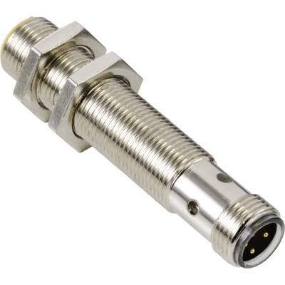 Ein metallischer Zylindersensor, oft in industriellen Anwendungen zur Positions- oder Abstandsmessung verwendet.