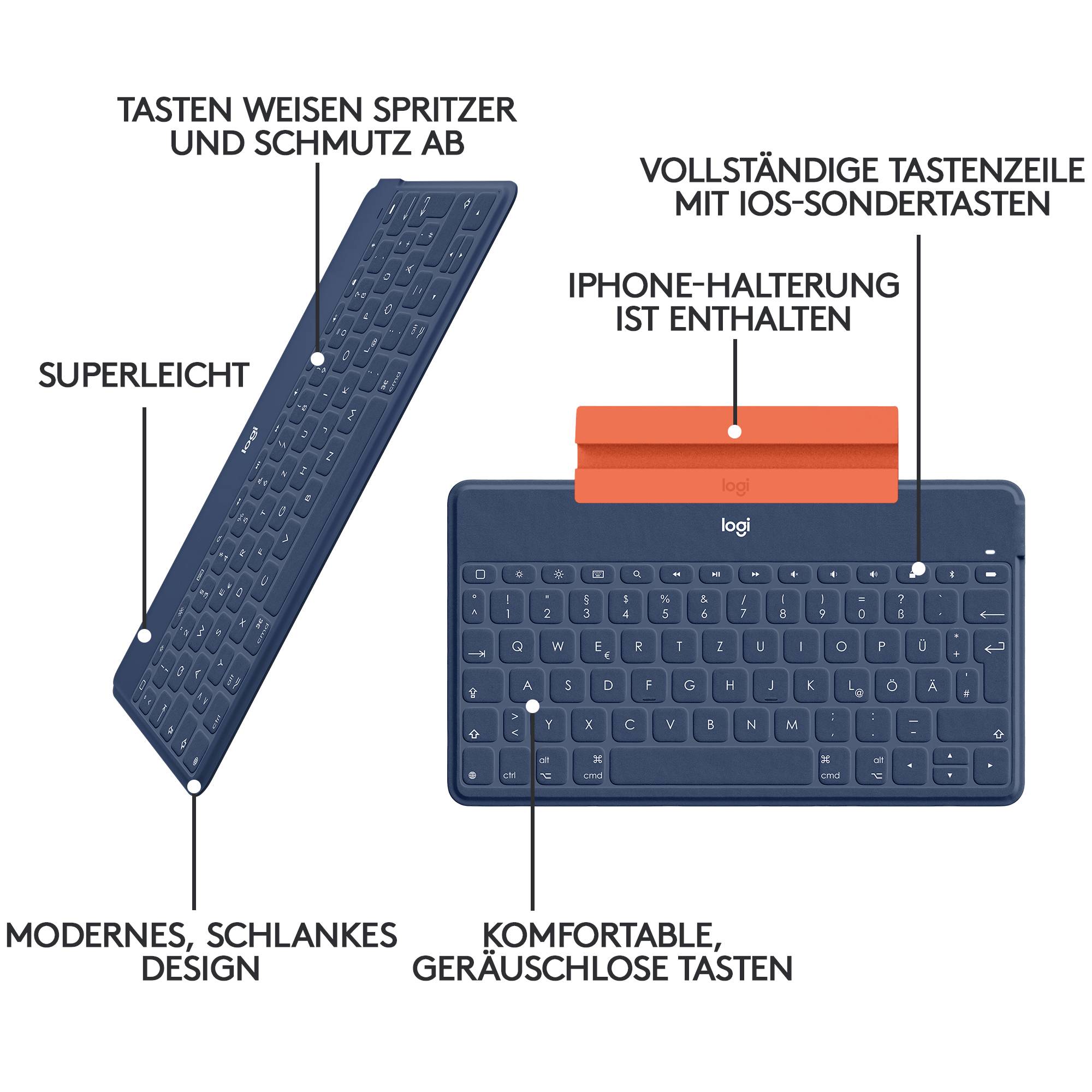 Logitech Keys-To-Go Tablet-Tastatur Passend für Marke (Tablet): Apple iPad, iPhone, Apple TV Apple iOS®-6