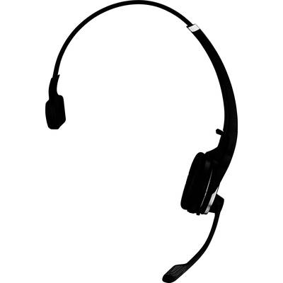 Schwarzes, einseitiges Headset mit Mikrofon, geeignet für Telefonate oder Online-Meetings, zeigt modernes Design und Tragbarkeit.