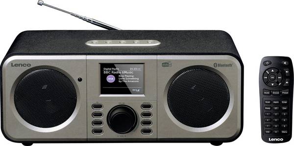 Lenco DAR-030 Tischradio DAB+, UKW Bluetooth® Weckfunktion Schwarz-Grau