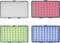 Vier LED-Panels in verschiedenen Farben: oben links weiß, oben rechts rot, unten links grün, unten rechts blau.