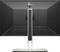 Der Monitor zeigt die Rückansicht eines schwarzen Bildschirms mit einem schlichten, modernen Metallstandfuß.
