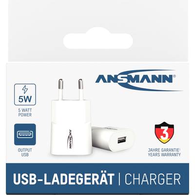USB-Ladegerät mit 5 Watt Leistung und USB-Anschluss. Enthält 3 Jahre Garantie.