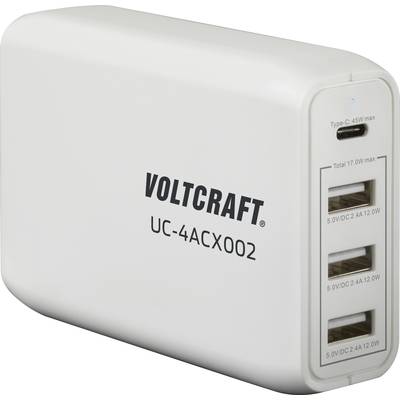 VOLTCRAFT UC-4ACX002 USB-Ladegerät 62 W Steckdose Ausgangsstrom (max.) 3400 mA Anzahl Ausgänge: 4 x USB, USB-C® Buchse (